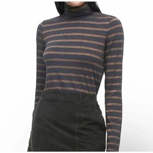 Banana Republic Striped Sparkle Long Sleeve Turtleneck Top